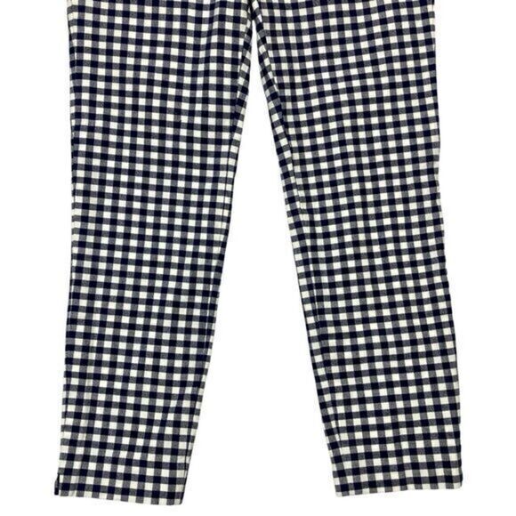 J. Crew Martie Pants Womens Sz 0 White Blue Gingham Checkered Print Tapered Leg - Picture 6 of 16